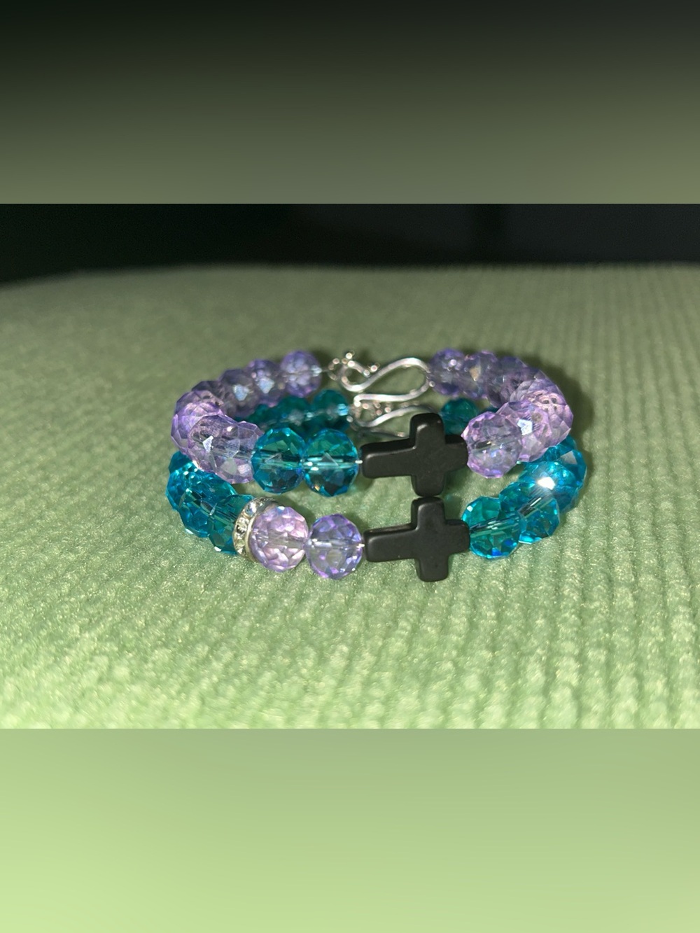 Amethyst Style Crystal Cross Bracelet Set